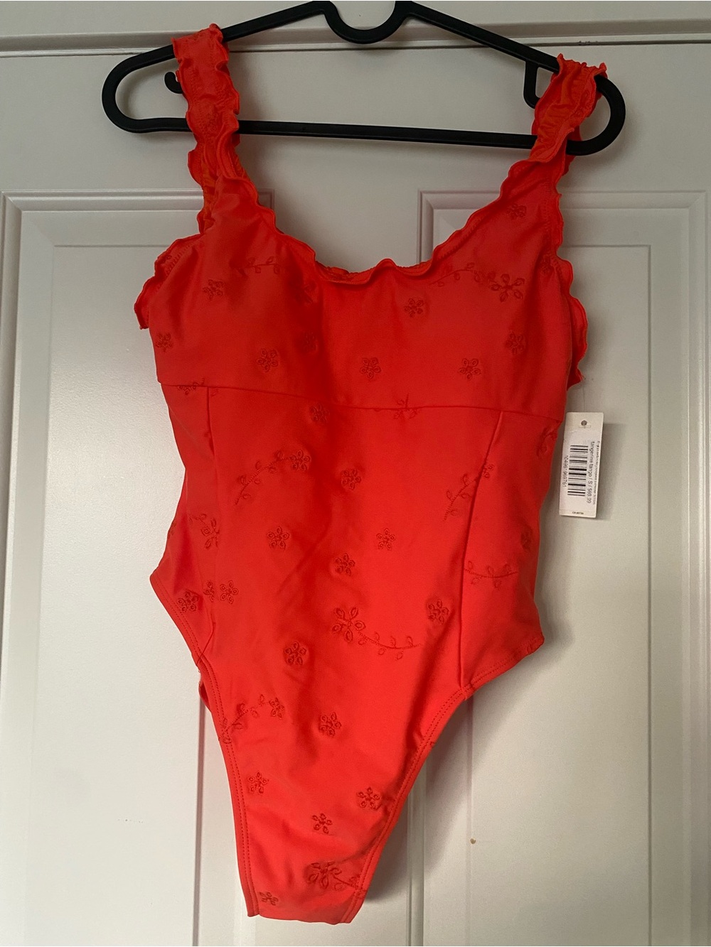 Women’s Red One-Piece Swimsuit with Ruffle Straps